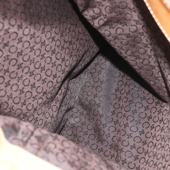 CELINE C Macadam Canvas Shoulder Bag Suede Leather Beige Brown gold Auth hk2165 - Picture 10 of 16